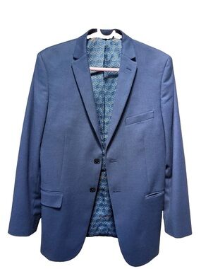 TALLIA Navy Blue Two-Button Sport Coat-AA